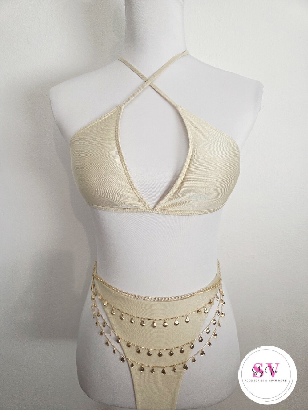 Gold Chain Belt with Dangling Shells